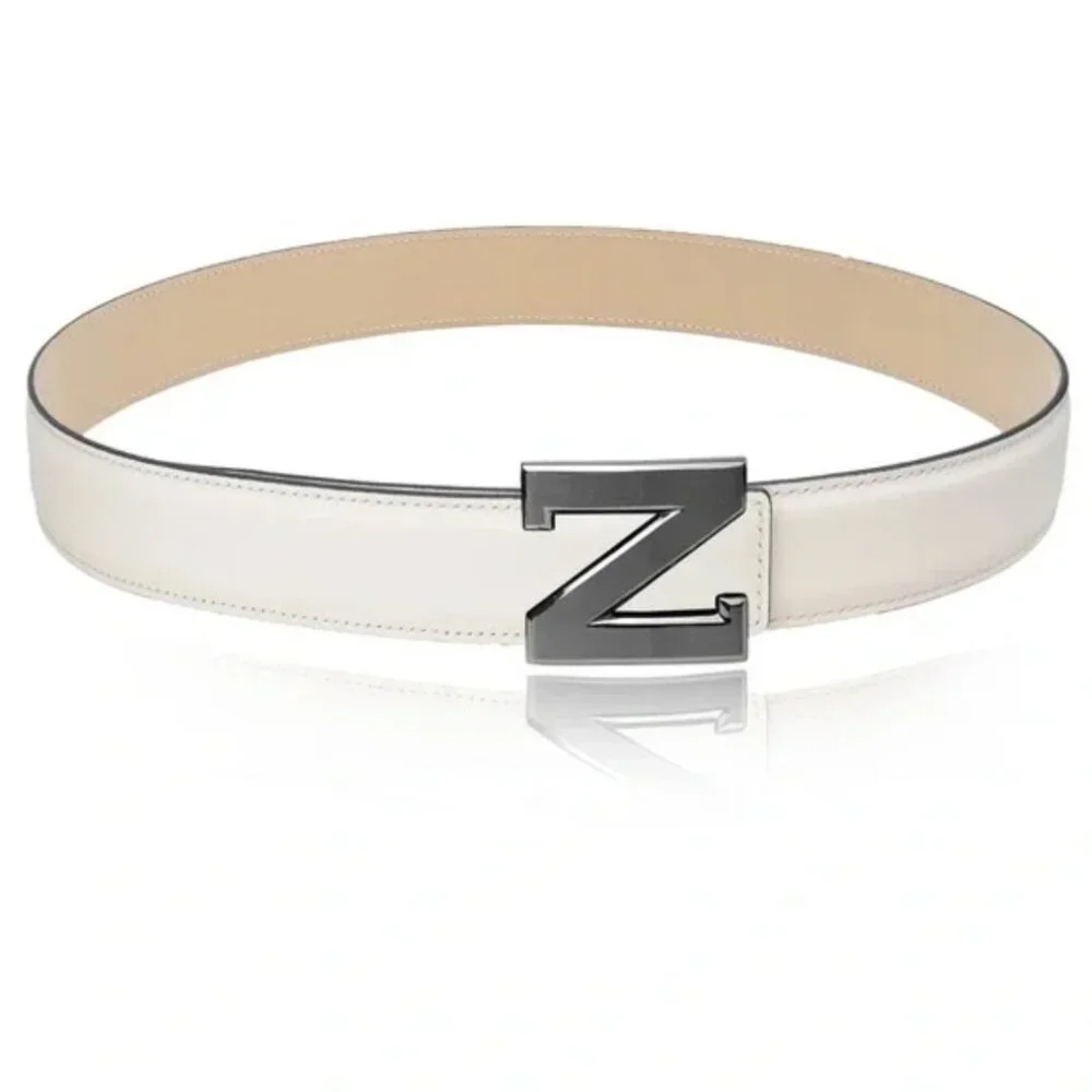 Men’s White Leather Belt